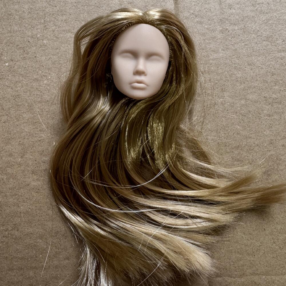 Vintage 1/6 Blank Face Doll Heads With Hair Fashion Doll Head Make Up Practice DIY Toy Parts Girls Birthday Gifts