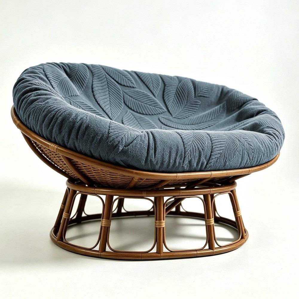 Leaf Embossed Oval Lounge Sofa Slipcover Mamasan Chair Cushion Cover For Rattan Furniture