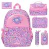 Smiggle Kinder Rucksack mit rosa Katzenprint Schultasche Grundschüler Leichter Canvas Tagesrucksack mit gepolsterten Trägern