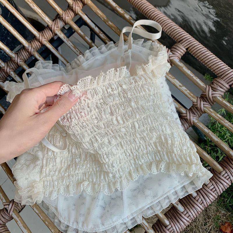 Lace Camisole: Backless, Hollow, Pleated, Elastic, Mid-Length, Strapless Bandeau for Women's Inner & Outer Wear.