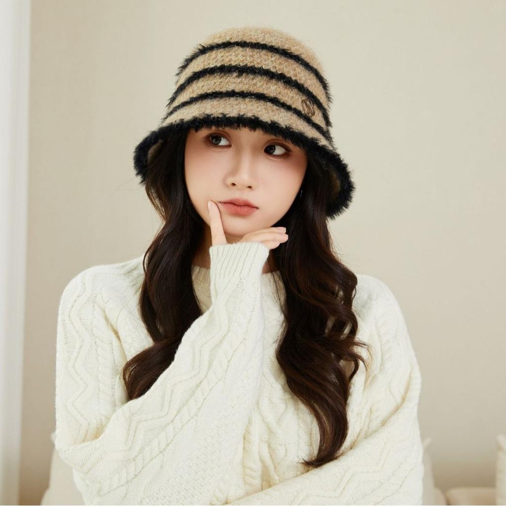 New Knitted Wool Fisherman Hat for Women In Autumn and Winter Japanese Sweet Bucket Hat Big Head Circumference Showing Face Small Basin Hat