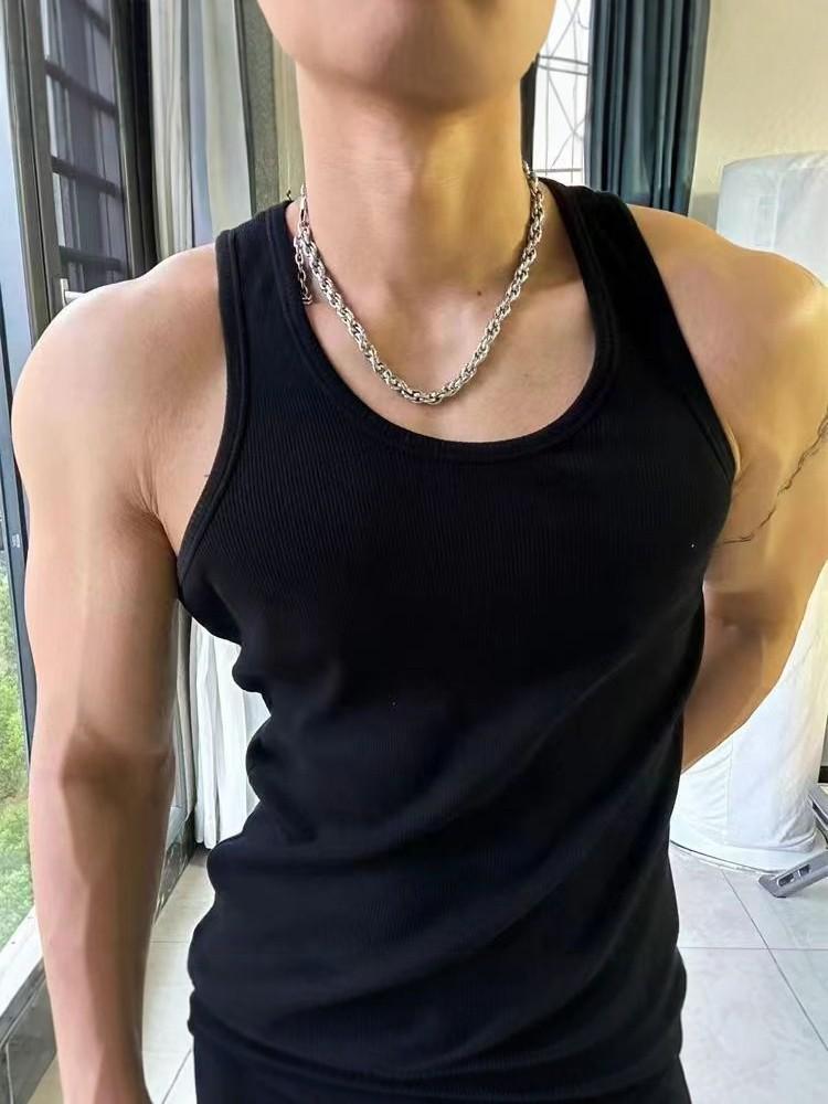 Men's Summer Ice Silk Ribbed Slim Fit Sleeveless Sports Vest