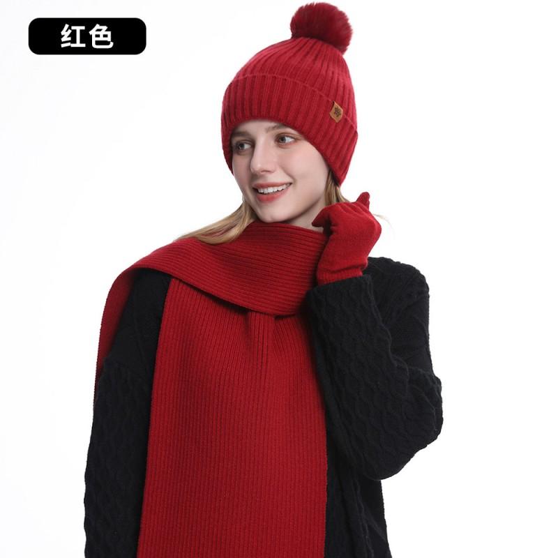 Womens Winter Warm Knit Hat Scarf Glove Set Alpaca Blend Thick Lined Ear Protection Beanie Accessory