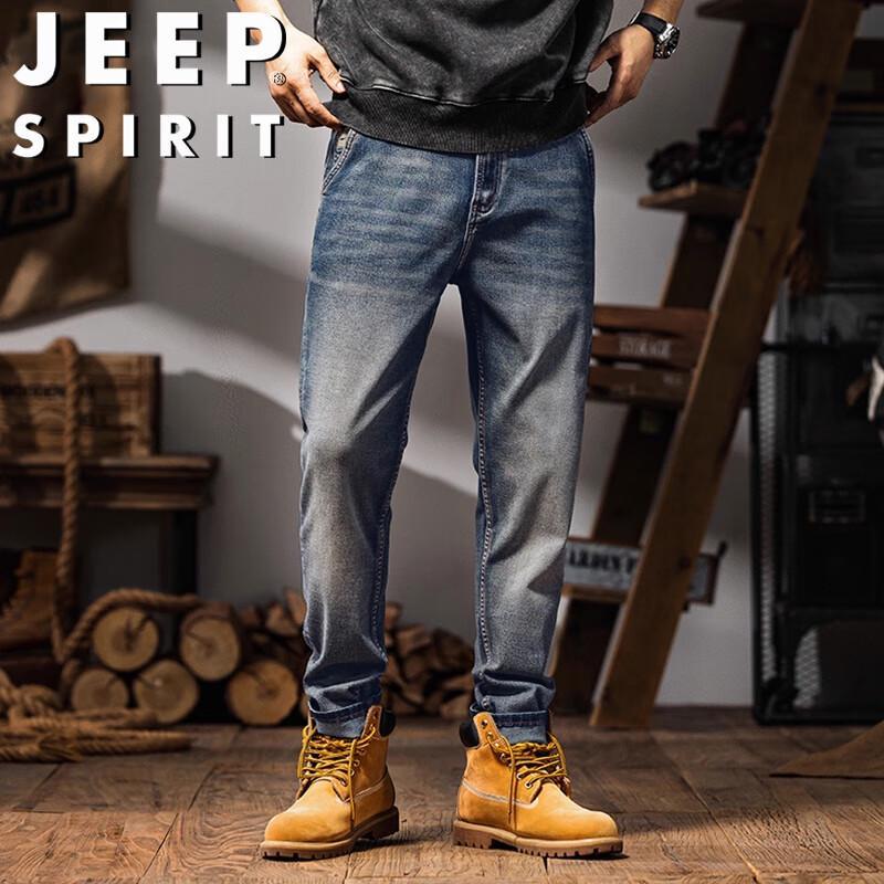 JEEP SPIRIT Men's Retro Straight Fit Stretch Jeans