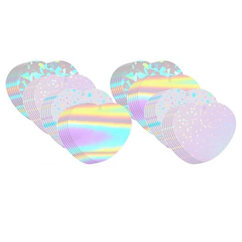 

2025 Trend 200Pcs Button Maker Supplies Glittering Film For Pin Maker Machine Kit 4 Styles Clear Holographic Laminate Sheets