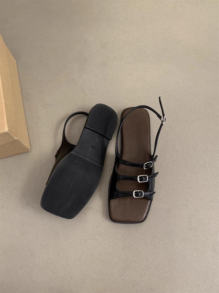 Fashion Sandals Women's Summer 2025 New Retro French Fairy Wind Beach Seaside Fashion Soft Flat Roman Shoes