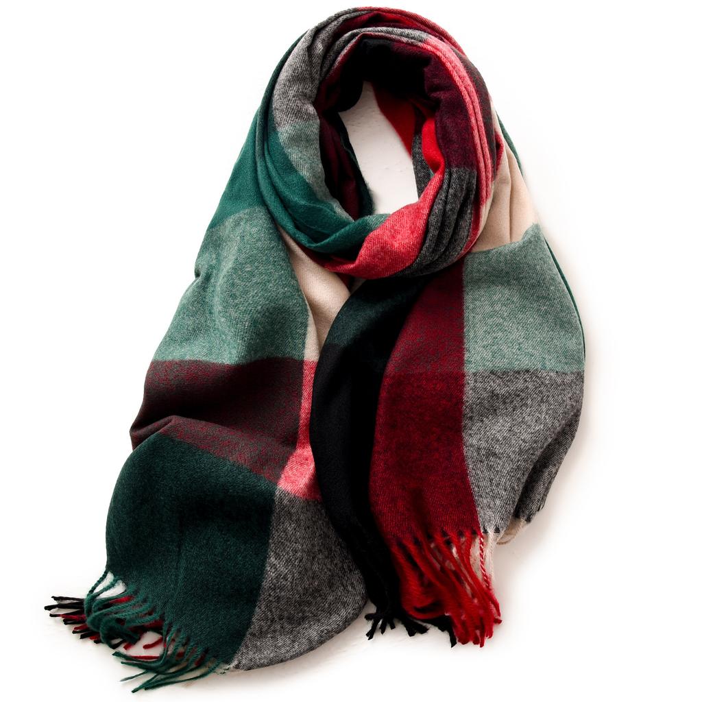 Plaid scarf women's autumn and winter imitation cashmere warm scarf office shawl with high-end scarf women's winter