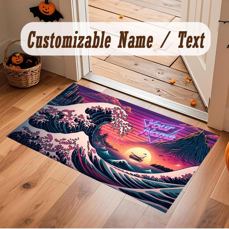 Personalized Name Designs Theme Crystal Velvet Floor Rug Personalized Custom Name Text Warm Carpet Home Decoration