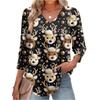 Women's Fashionable Casual Christmas Printed V-neck Top