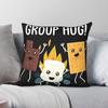 Marshmallow Camping Group Hug Pillowcase Polyester Linen Velvet Pattern Zip Decor Bed Cushion Cover