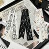 Heavy twill silk scarf, small fragrance style, long strip, thin tie bag, ribbon decorative streamer, neck band, hair band double C