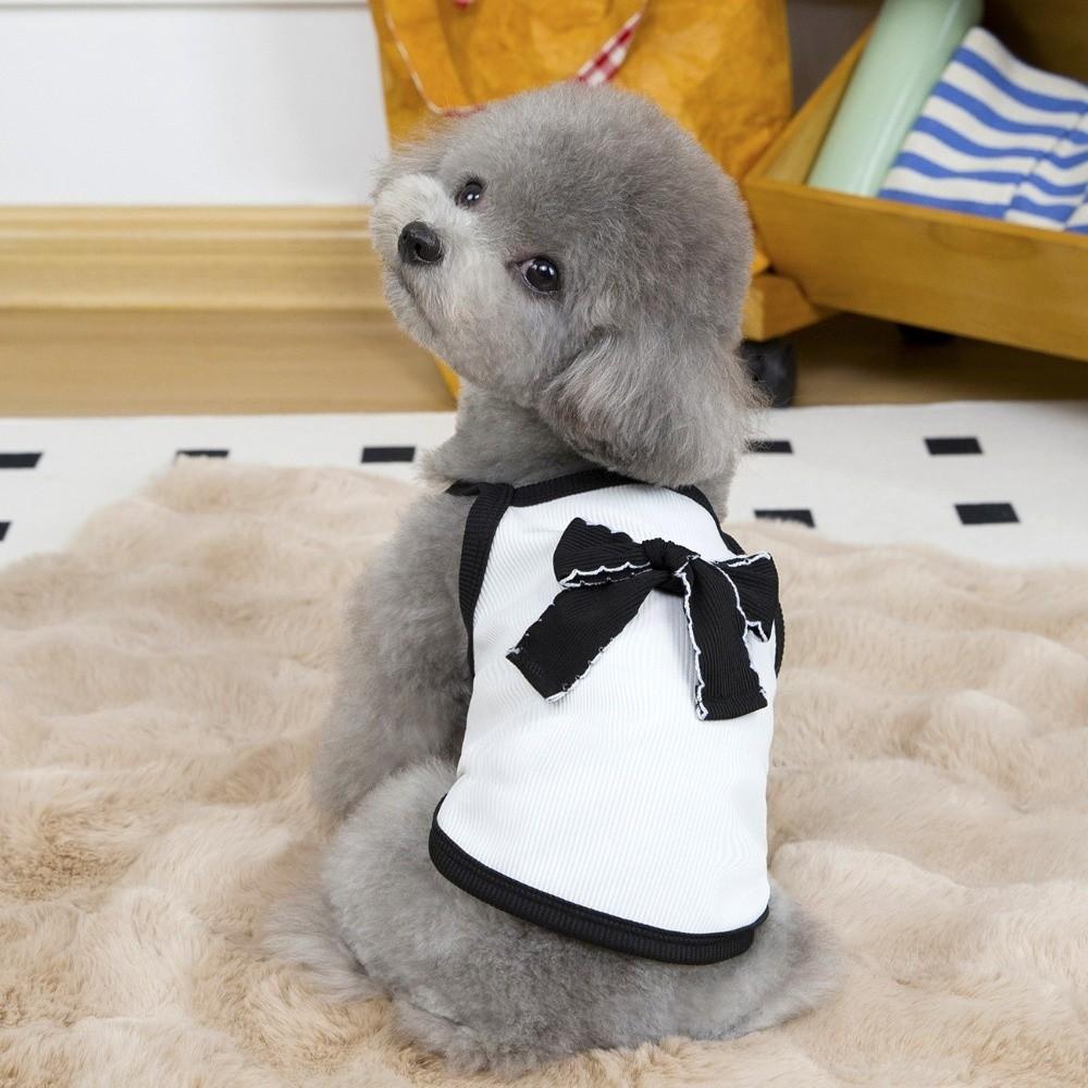 Thin Edition Pet Bow Vest Sun Protection Pet Short Sleeved Shirt Cat Camisole Vest  for Small Pets