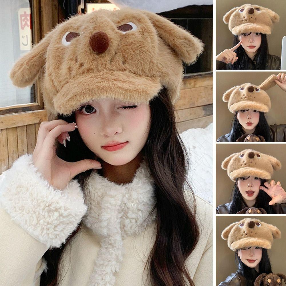 Warm Winter Berets Hat Plush Plain Cap Fashion French Artist Hat  Lady