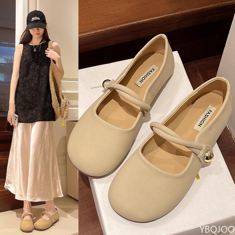 Fashion Low heeled elegant square toe flat shoes for spring summer new soft soled cute round toe casual versatile women's single shoes