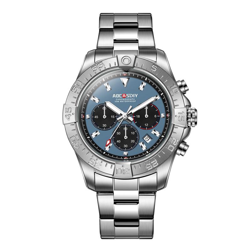 Business Watches For Men Chronograph Waterproof Wristwatch Quartz Multifunctional Stainless Steel Watch Gift