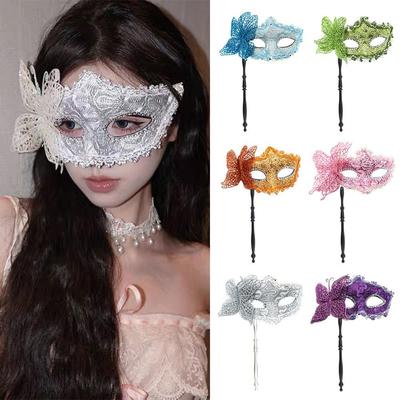 Stick Side Butterfly Half Face Mask Venetian Party Eye Mask Fashion Stage Cosplay Props  Evening