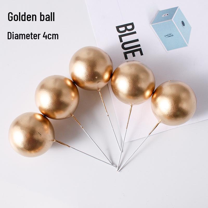 Golden and Silver Ball Cake Decorations with Colorful Birthday Insert Card