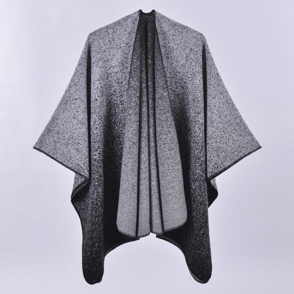 Sciarpa Autunnale e Invernale, Scialle da Viaggio Versatile a Quadri da Donna, Mantello Spaccato Spesso Etnico in Imitazione Cashmere