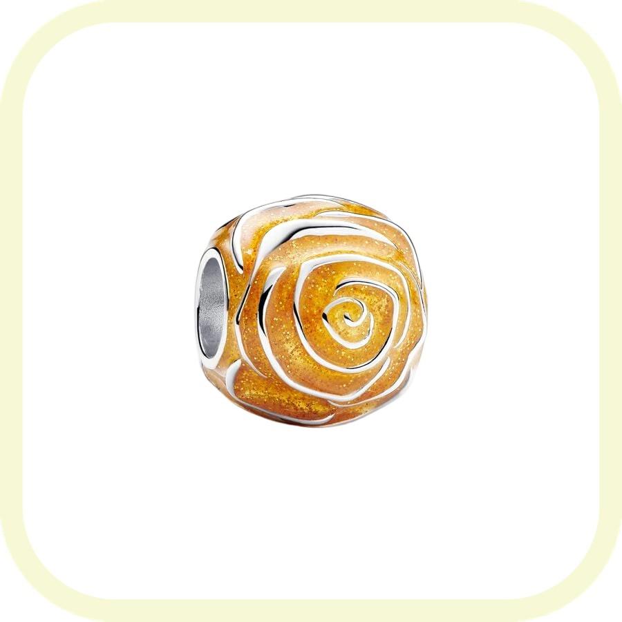 New Golden Flowers Collection Charm Bead Lucky Shamrock Rose in Bloom Daisy Flower Safety Chain Compatible With Authentic Bracelets Do It Yourself Jew