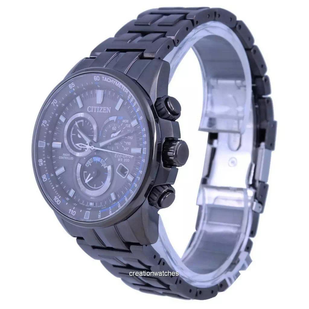 Citizen PCAT Black Dial Radio Controlled Chronograph Atomic Eco-Drive CB5887-55H 200M Men's Watch