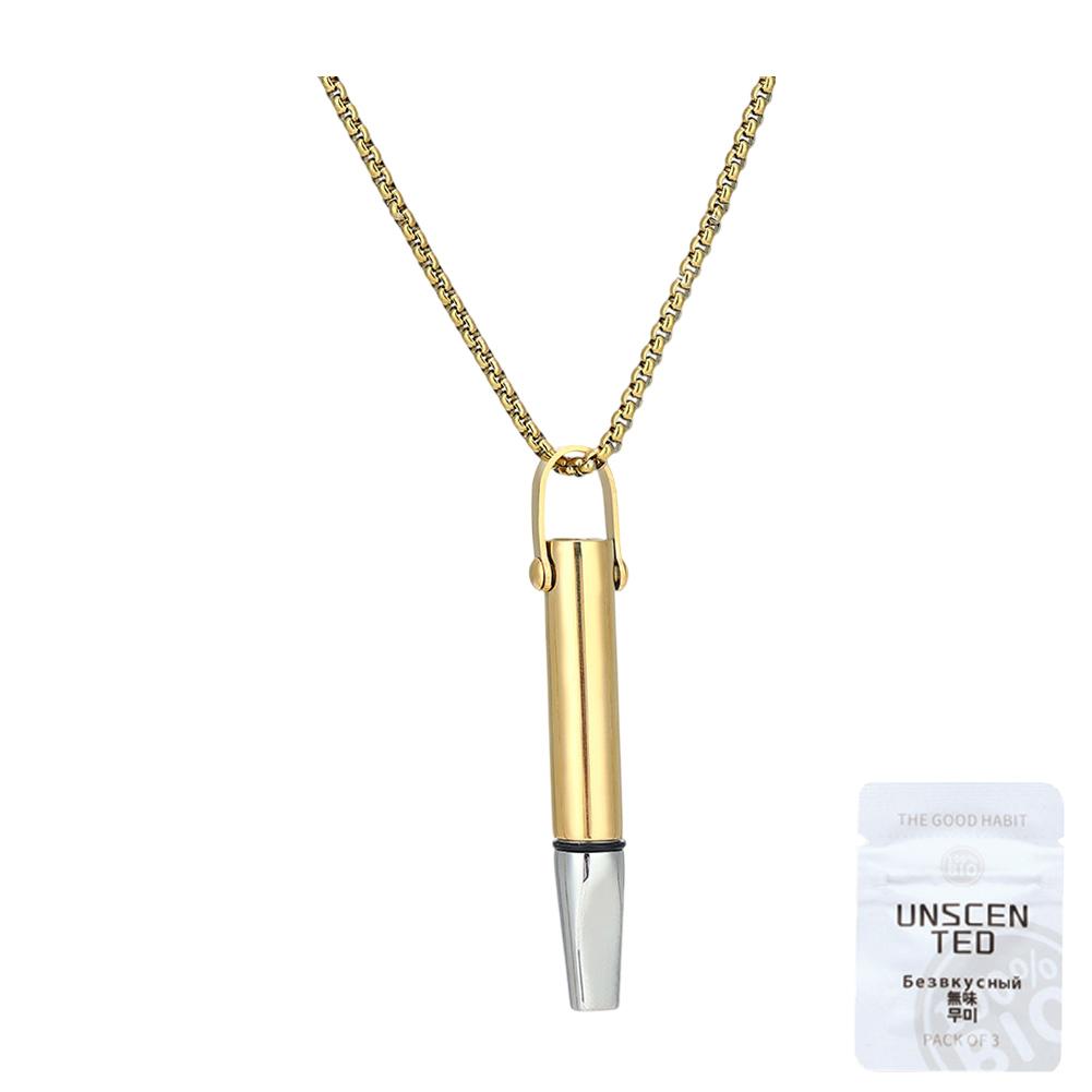 Quitting Smoking Meditation Pendant with Filter Cotton Titanium Steel Pendant Reusable Mindfulness Necklace Stop Smoking Aids