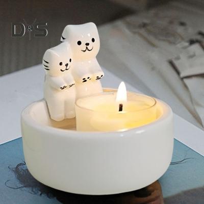 Keramik Paar Katze Kerzenhalter Wärmende Pfoten Kätzchen Tee Duft Kerze Leuchter Wohnzimmer Bad Desktop Dekoration Weihnachten Geschenk