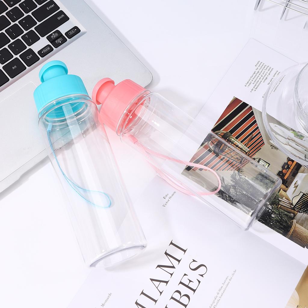 Water bottle summer transparent belt lifting rope plastic cup anti-drop wear-resistant leak-proof sports water cup students go to school cup wholesale