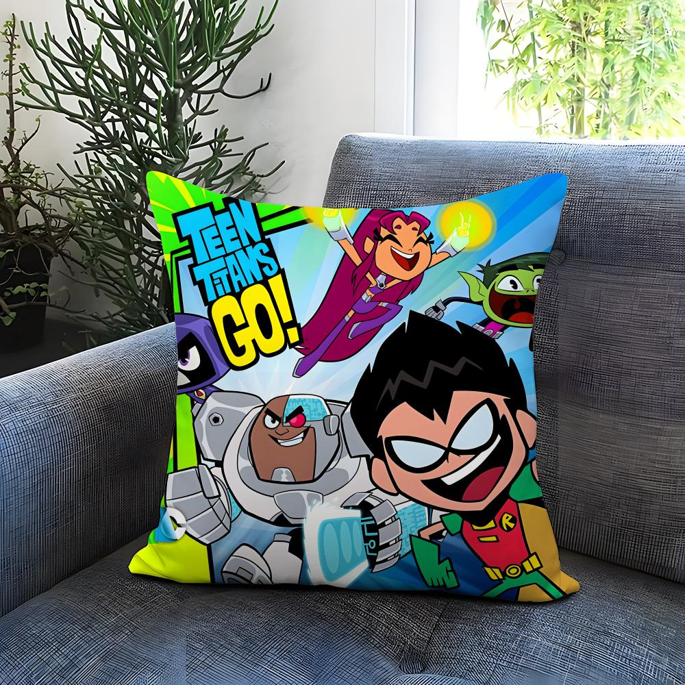 anime Teen Titans Go! Cushion Cover Comfortable Reversible Pillow Cover Ideal for Car Sofa Bedroom & Beyond