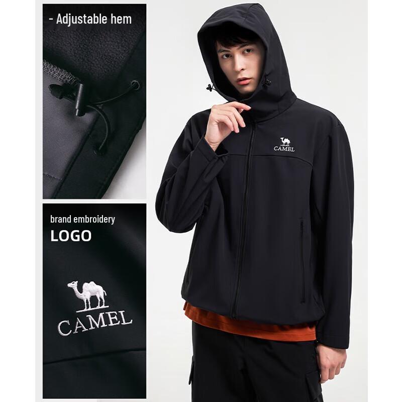 Camel Unisex Outdoor Softshell Hooded Windbreaker Jacket
