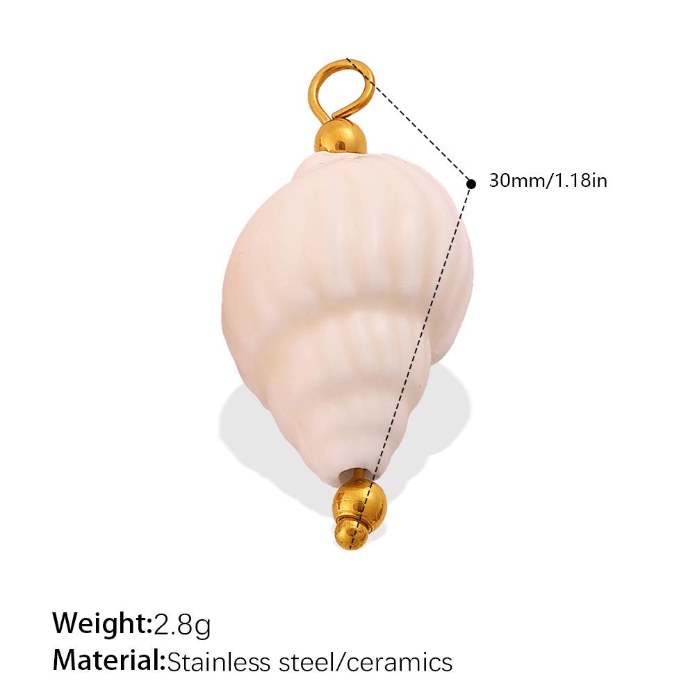 Chic Stainless Steel & Ceramic Ladybug Seashell Pendant