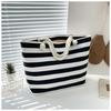 Eco-Friendly Striped Canvas Tote Bag - Large Capacity Shopping & Beach Bag