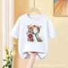 Floral AZ Kids Tshirt 26 Letters Cute ABCD Cartoon Short Sleeve Tee for Girls Summer Fashion Polyester Fabric