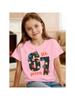 Girls Cute Star Pattern Number 67 Print Short Sleeve Tee Breathable Cotton Perfect for Birthday  Daily Outfitstk0058