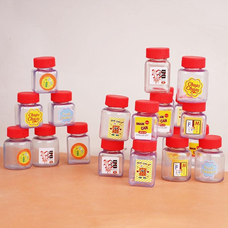1/12 Dollhouse Kitchen Decorations, 10Pcs Miniature Empty Candy Jars, Simulation Snack Bottle Pretend Play Toys