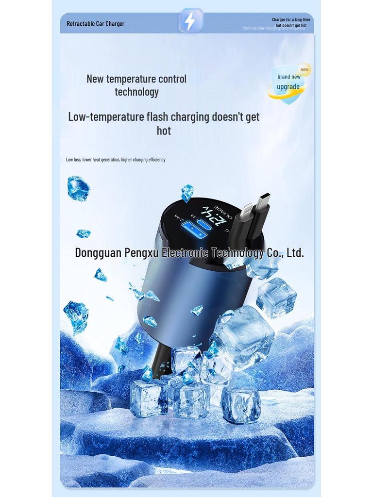 Retractable PD100W Car Charger: Super Fast USB Cigarette Lighter Plug for Apple 15, Huawei