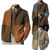 Herren Strick Cardigan Color Block Revers Lockerer Schnitt Langarm Pullover