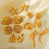 Ocean Elements Scallop Titanium Steel Earrings, 18K Gold Stainless Steel Ear Rings, Conch Starfish Studs