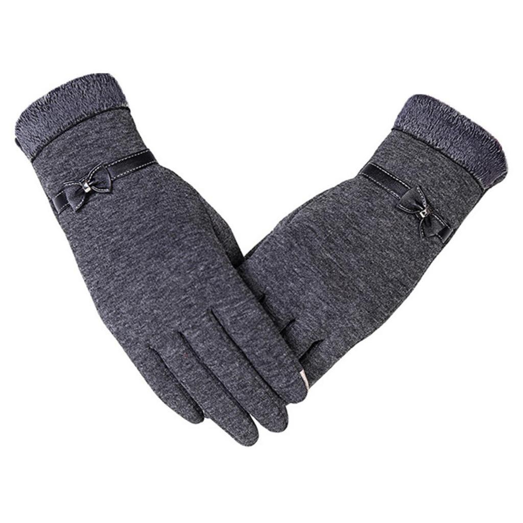 Fashion Grace Lady Gloves Autumn Winter Cute Bow-Knot Warm Full Finger Mittens Women Outdoor Windproof Sport Female Gloves