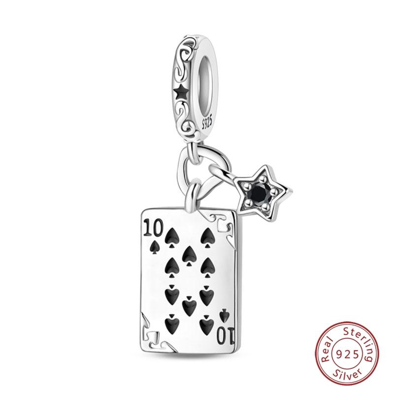Argent S925 Chat Citrouille Carte à Jouer Ours de Diplôme Cheval de Mer 3mm Breloques Perles Design DIY Bijoux Fins