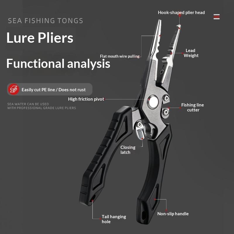 Lure Pliers Multi-Purpose Hook Remover Self-Locking Design Braid Line Cutter for Sea Boat Shore Fishing Use