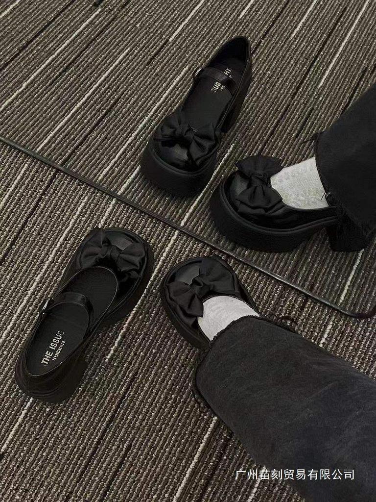 Plateau-Schuhe mit dickem Absatz Mary-Jane-Schuhe ohne Schleife süß und cool JK kleine Lederschuhe höhenverstellbare Einzel-Schuhe