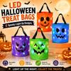 LED Lights Halloween Pumpkin Candy Bags Gift Bags Suitable For Trick Or Treating Parties Buckets Holiday Event Decorations