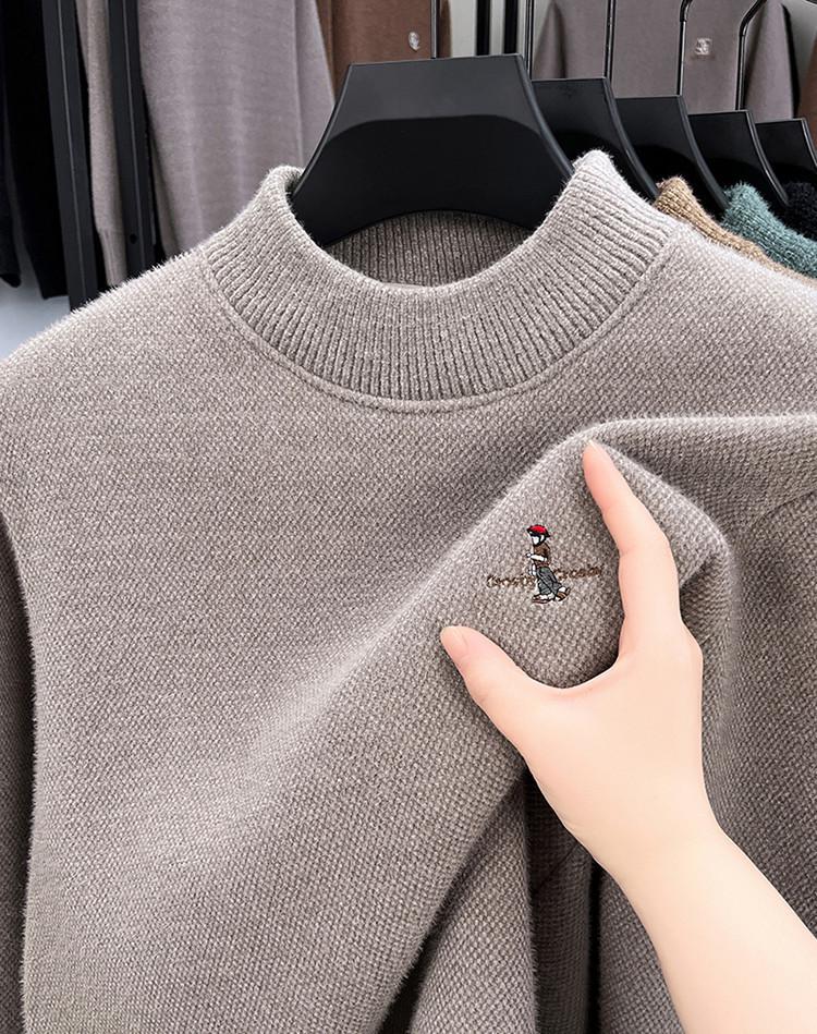Herren Winter Chenille Samt Pullover: Halbhoher Kragen, Verdickte Strick-Basisschicht für mittleres Alter & junge Erwachsene.