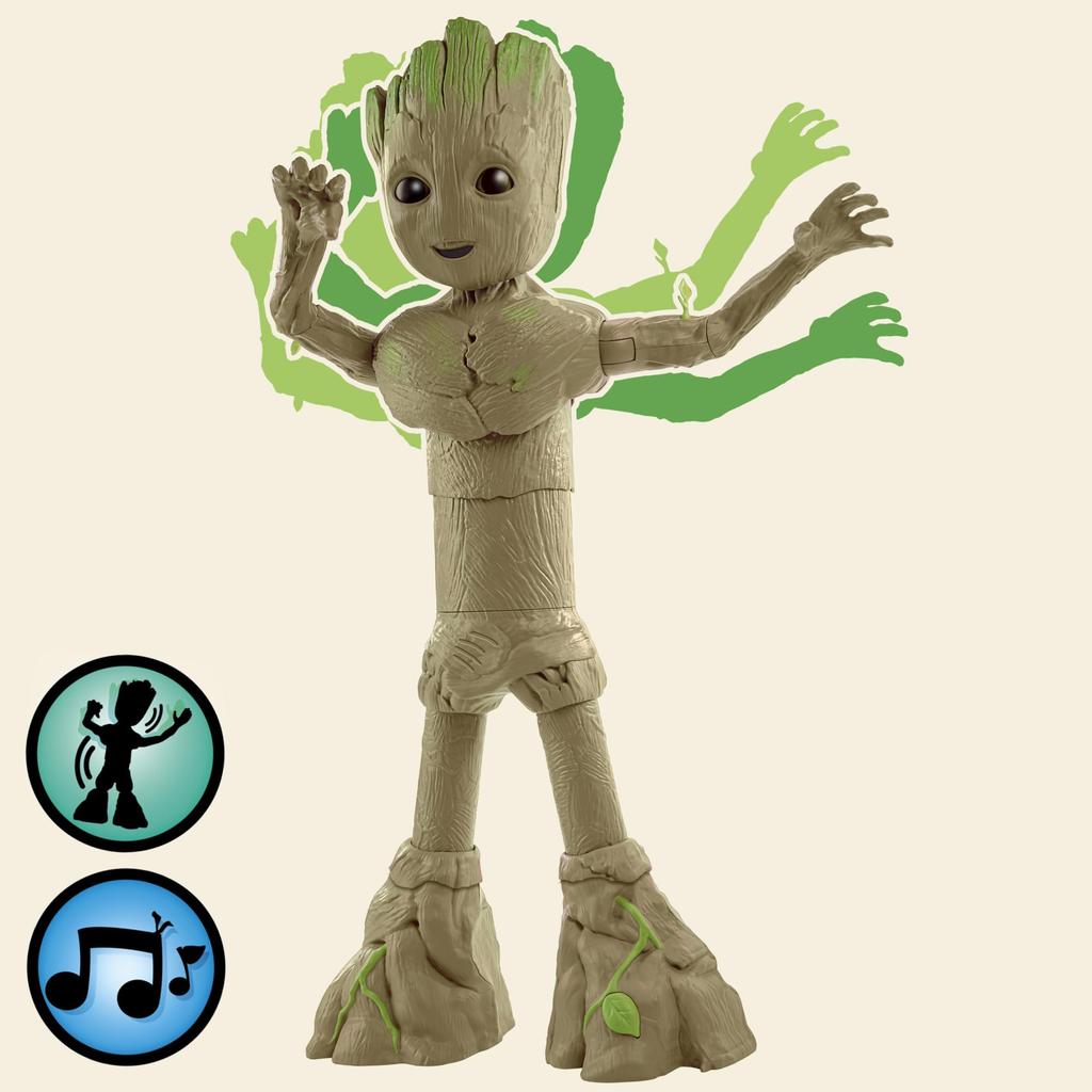 MARVEL I Am Groot Groove Glow Inch Interactive Action Music Superhero for Ages 4 and Up F8027 Authentic Product & Groot, 13.5 (34.3 Cm) Size, Figure,
