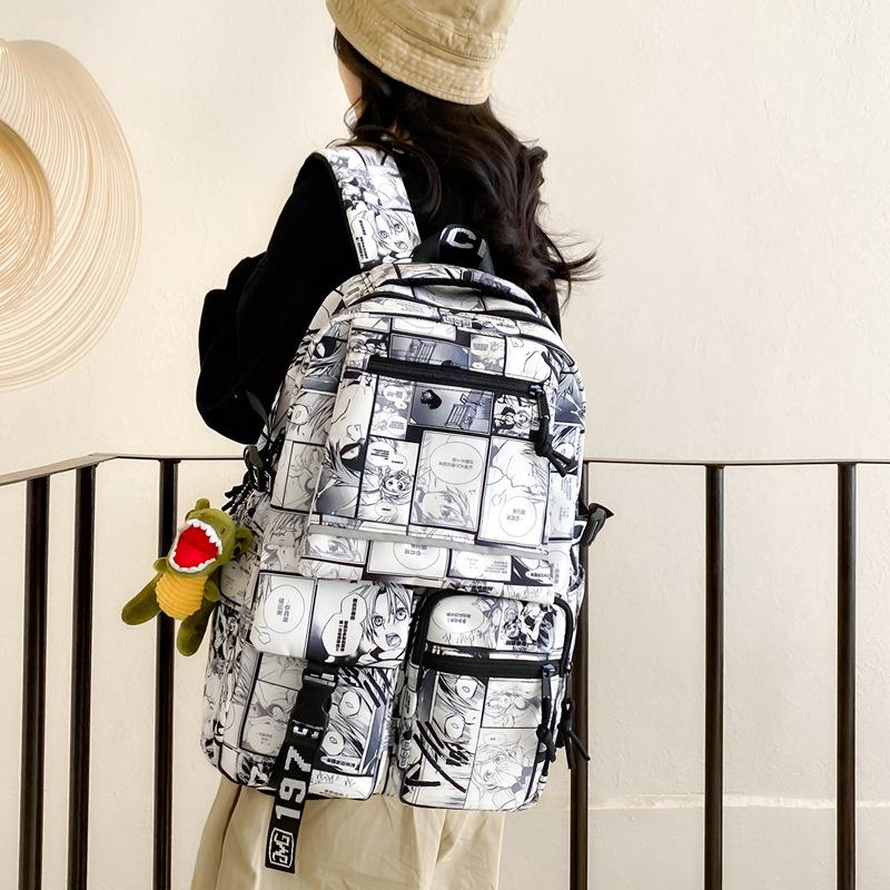 Graffiti Print Student Schoolbag Boys Large Capacity Backpack Girls Campus Backpack