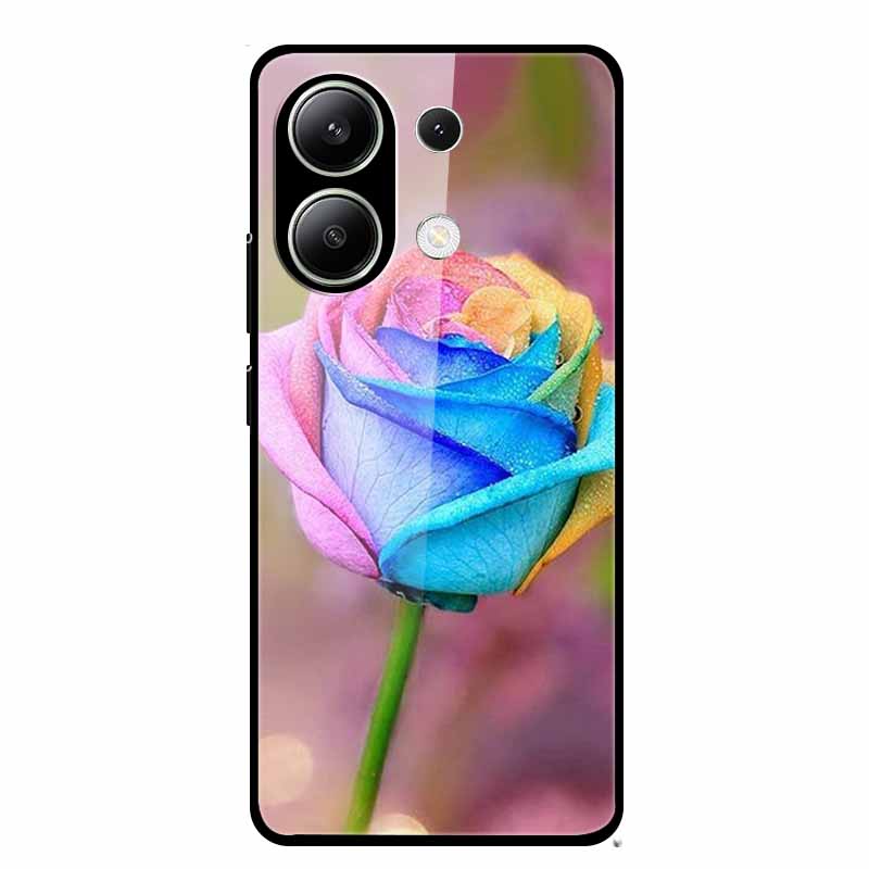 Glass Back Cover For Xiaomi Redmi Note 13 Case Note13 Pro Coque Hard Tempered Glass Case For Redmi Note 13 Pro Case Soft Bumper