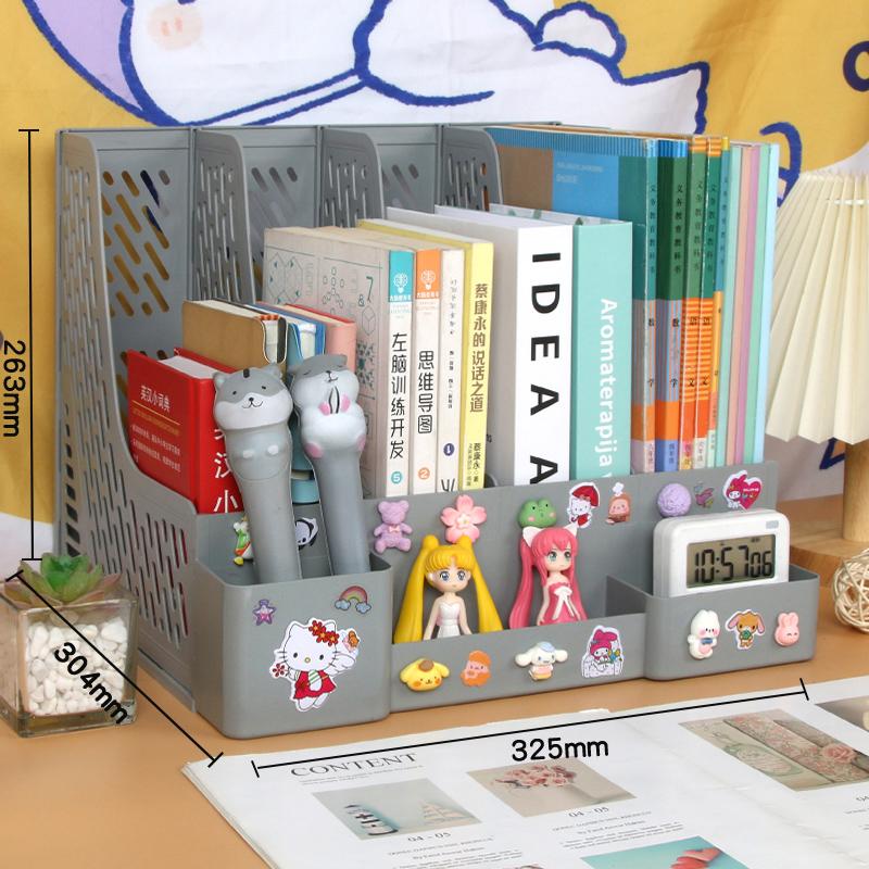 Desk File Organiser 4 Sections Sturdy Desktop Plastic Magazine File Holder Frames File Dividers Cabinet File Rack Display