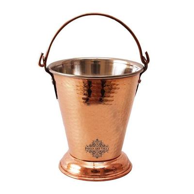 Handmade Traditional Copper Steel Serving Curry Dal Gravy Bucket Capacity 500 ML for a Vegetable Dish Serving Restaurant Ware Hotel