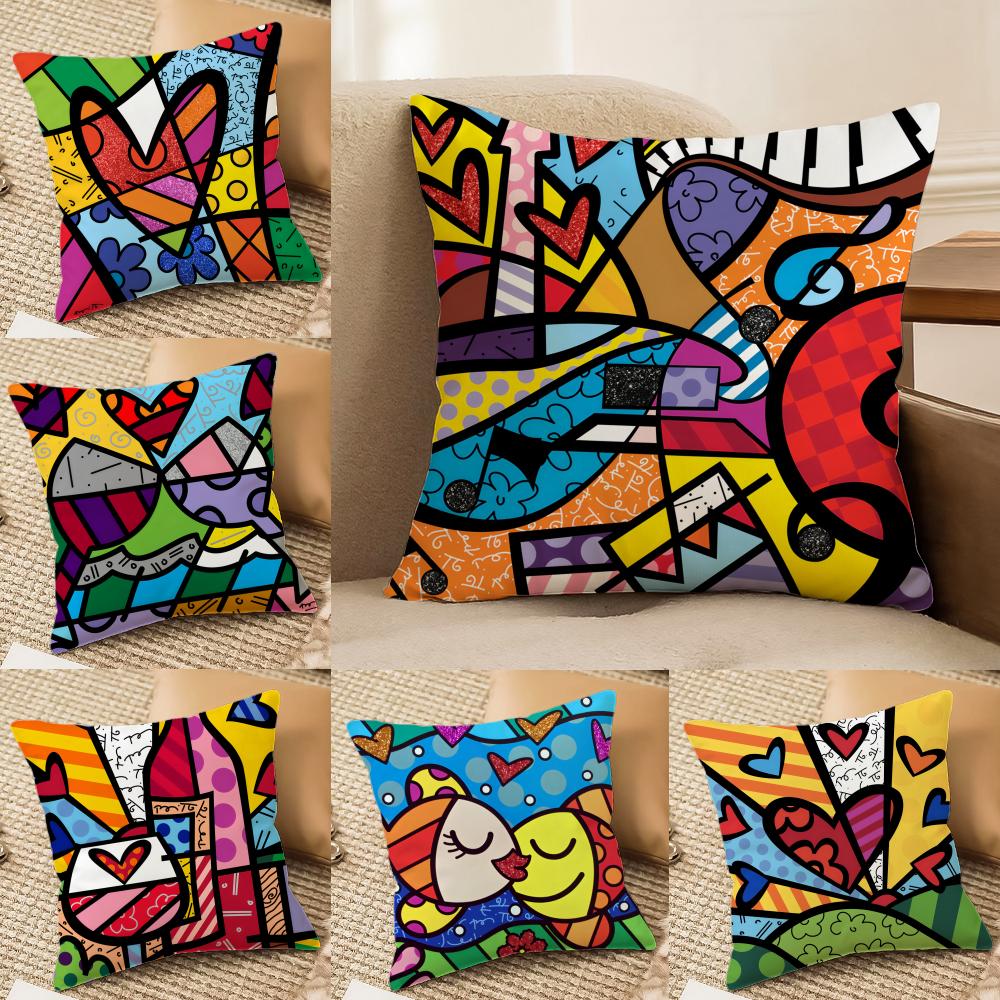 BBritto Art Design Cushion Cover Short plush Doublesided Print Square Throw Pillow Covers Sofa Home Cushion Decor