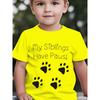 European Sizes Boys Summer Fashion Short Sleeve T-Shirt MY SIBLINGS HAVE PAWS Paw Print Cartoon Print Casual